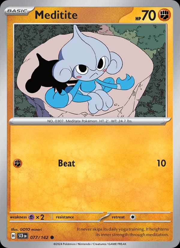 Meditite 077/142 Stellar Crown Pokémon card