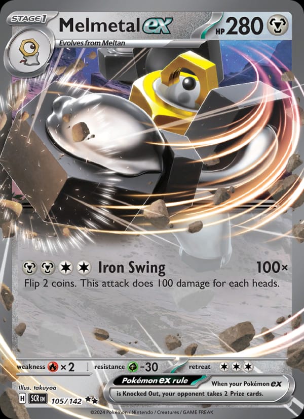 Melmetal ex 105/142 Stellar Crown Pokémon card