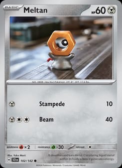 Meltan 102/142 Common – Stellar Crown Pokémon card
