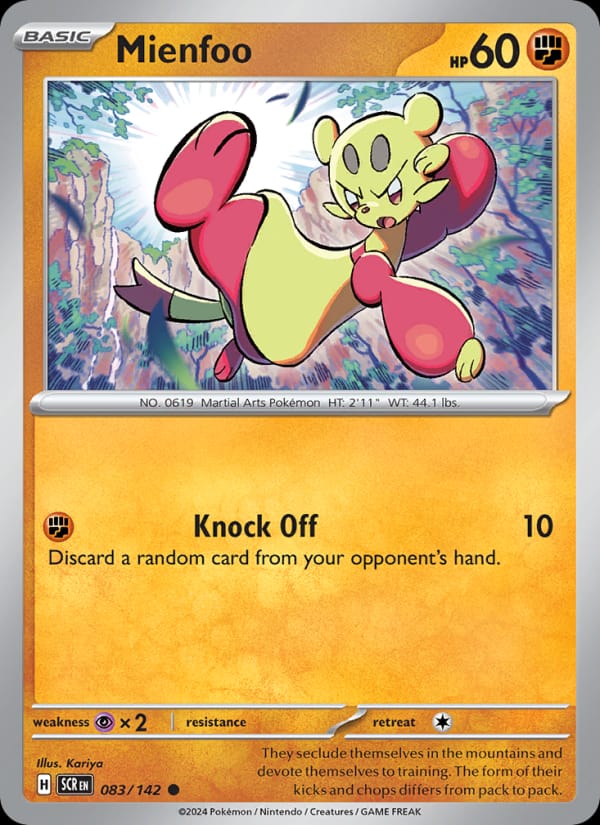 Mienfoo 083/142 Stellar Crown Pokémon card
