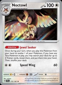 Noctowl 115/142 Rare – Stellar Crown Pokémon card