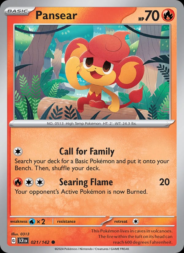 Pansear 021/142 Stellar Crown Pokémon card