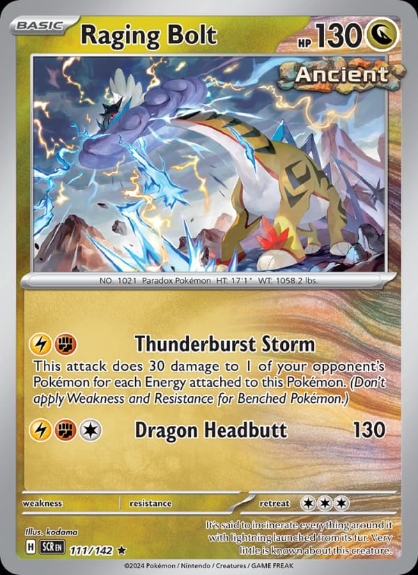Raging Bolt 111/142 Stellar Crown Pokémon card