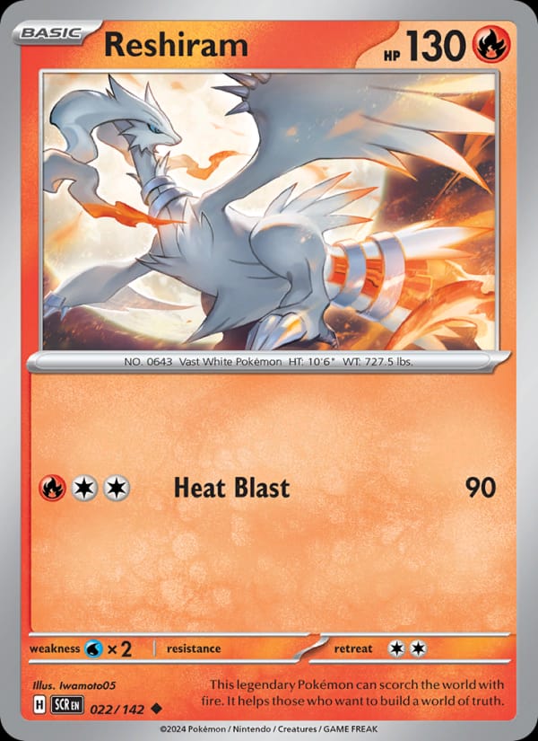Reshiram 022/142 Stellar Crown Pokémon card
