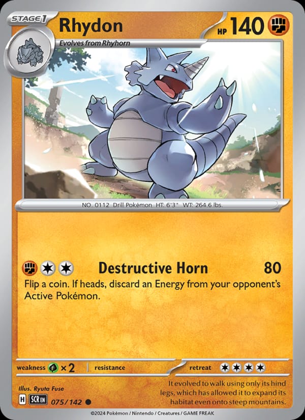 Rhydon 075/142 Stellar Crown Pokémon card
