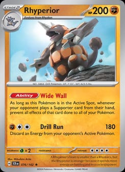 Rhyperior 076/142 Rare – Stellar Crown Pokémon card
