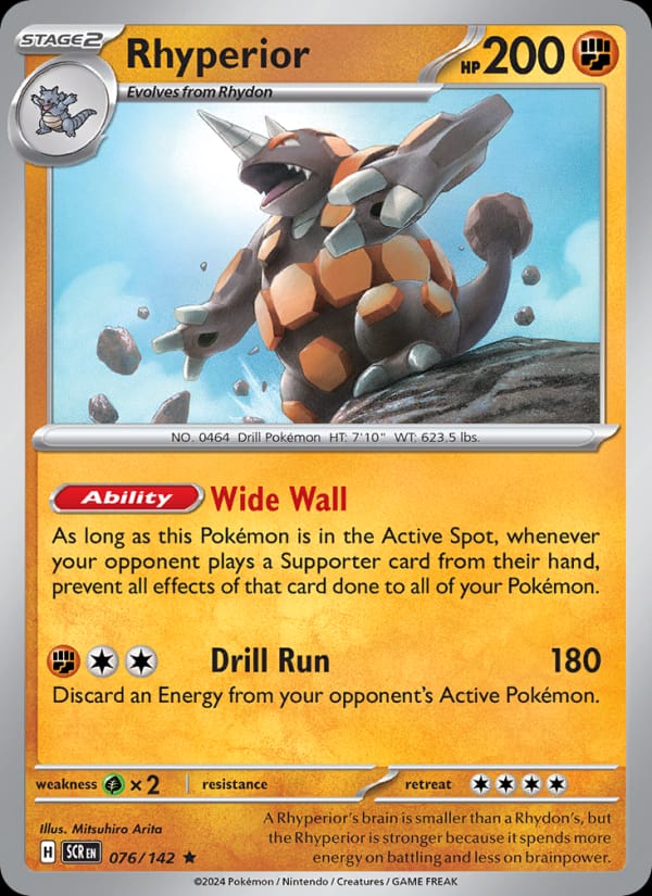 Rhyperior 076/142 Stellar Crown Pokémon card