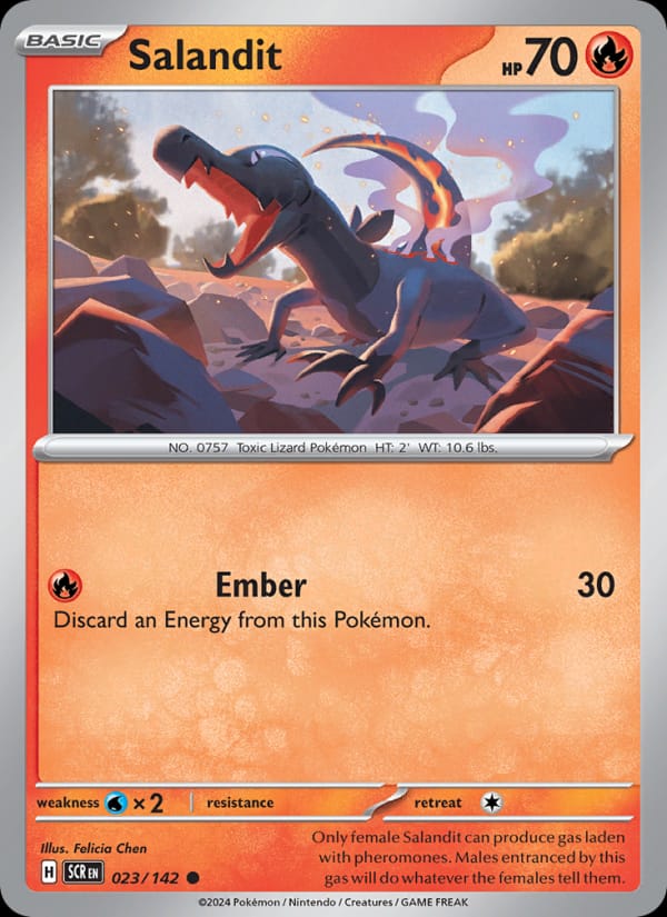 Salandit 023/142 Stellar Crown Pokémon card