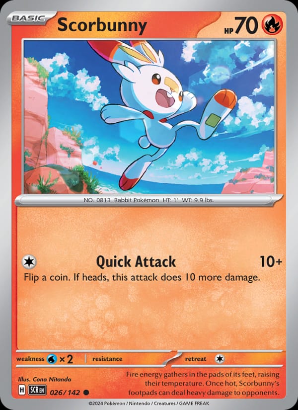 Scorbunny 026/142 Stellar Crown Pokémon card