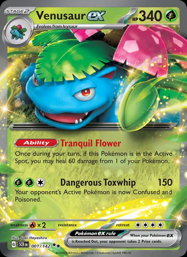 Venusaur ex 001/142 Stellar Crown Pokémon card