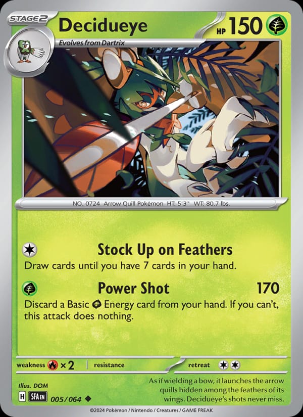 Decidueye 005/064 Shrouded Fable Pokémon card