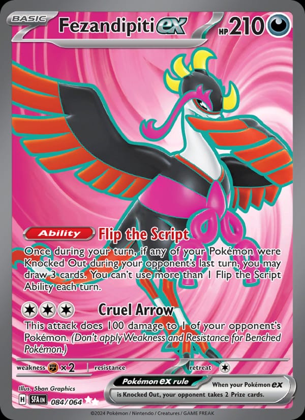 Fezandipiti ex 084/064 Shrouded Fable Pokémon card