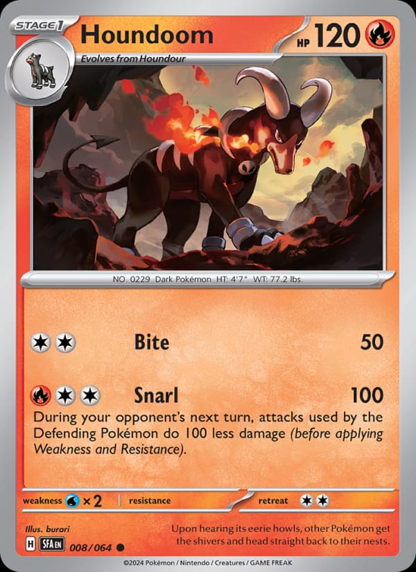 Houndoom 008/064 Shrouded Fable Pokémon card