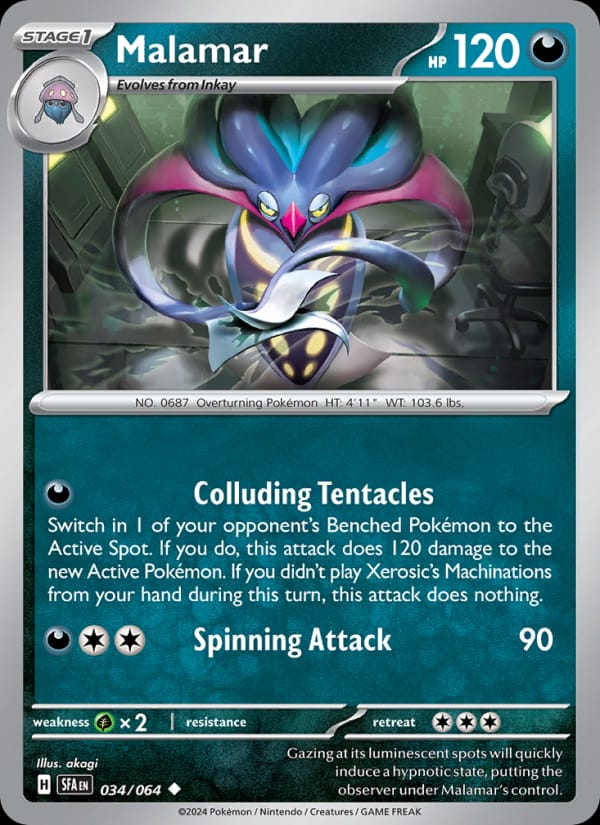 Malamar 034/064 Shrouded Fable Pokémon card