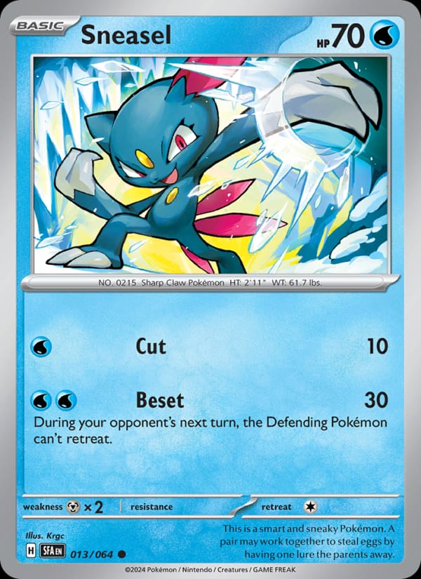 Sneasel 013/064 Shrouded Fable Pokémon card