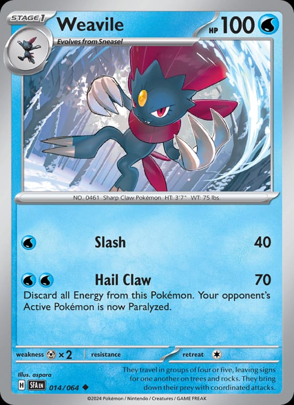 Weavile 014/064 Shrouded Fable Pokémon card