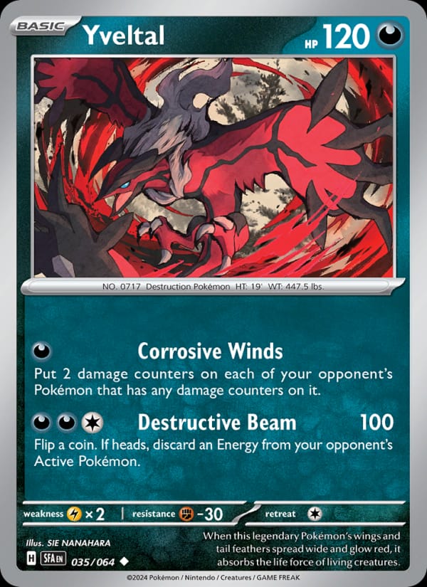 Yveltal 035/064 Shrouded Fable Pokémon card
