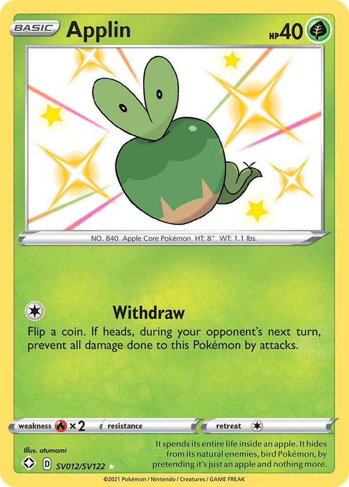 Applin SV012/SV122 Shining Fates Pokémon card
