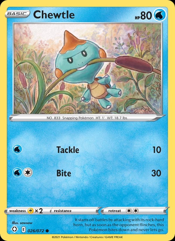 Chewtle 026/072 Shining Fates Pokémon card