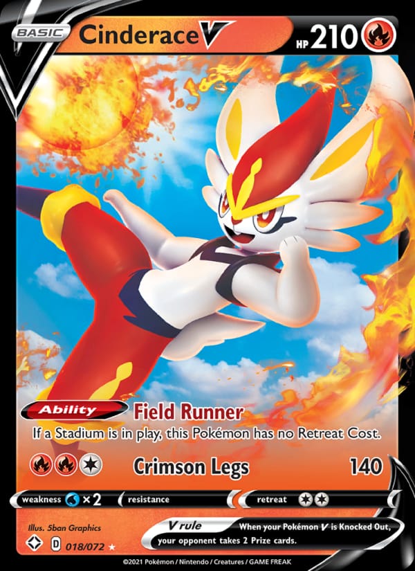 Cinderace V 018/072 Shining Fates Pokémon card