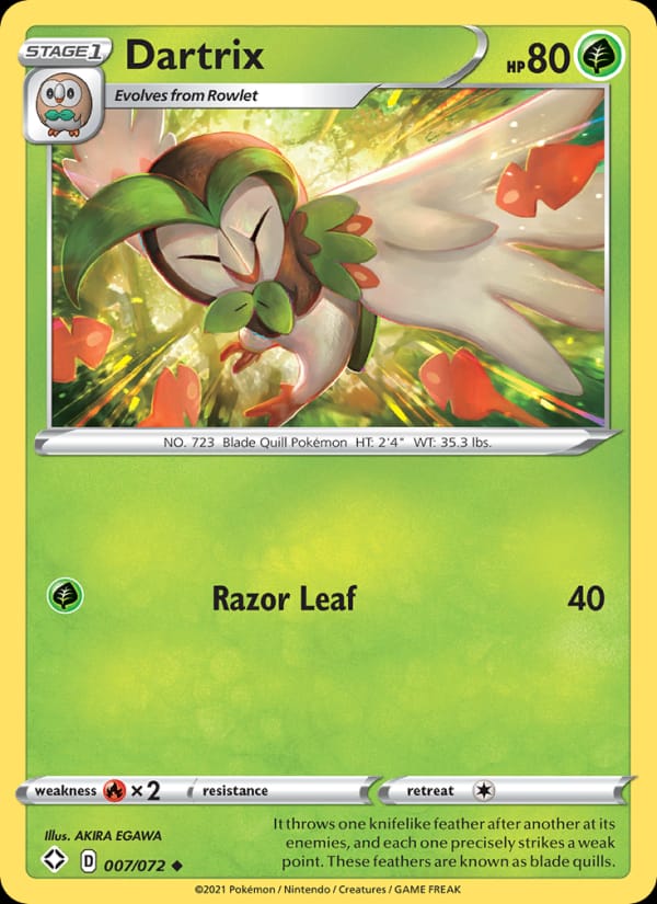 Dartrix 007/072 Shining Fates Pokémon card