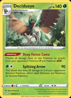 Decidueye 008/072 Holo Rare – Shining Fates Pokémon card