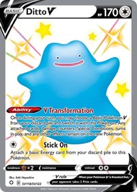 Ditto V SV118/SV122 Shiny Holo Rare – Shining Fates Pokémon card