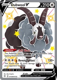 Dubwool V SV120/SV122 Shiny Holo Rare – Shining Fates Pokémon card