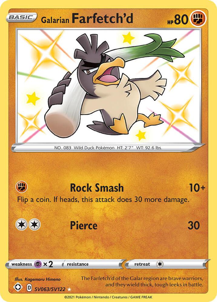 Galarian Farfetch'd SV063/SV122 Shining Fates Pokémon card