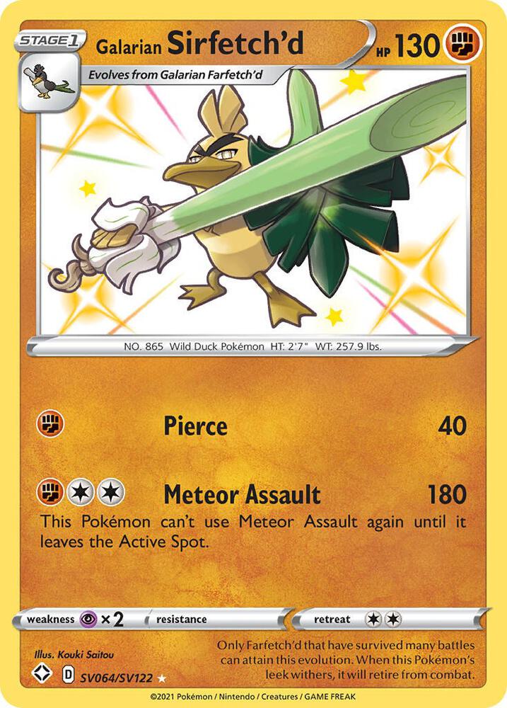 Galarian Sirfetch'd SV064/SV122 Shining Fates Pokémon card