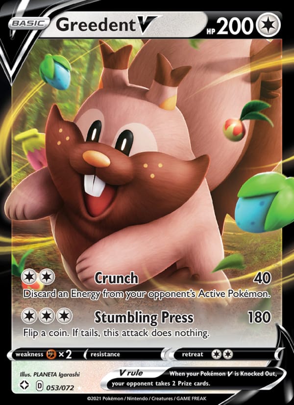 Greedent V 053/072 Shining Fates Pokémon card