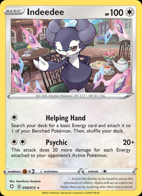 Indeedee 056/072 Shining Fates Pokémon card