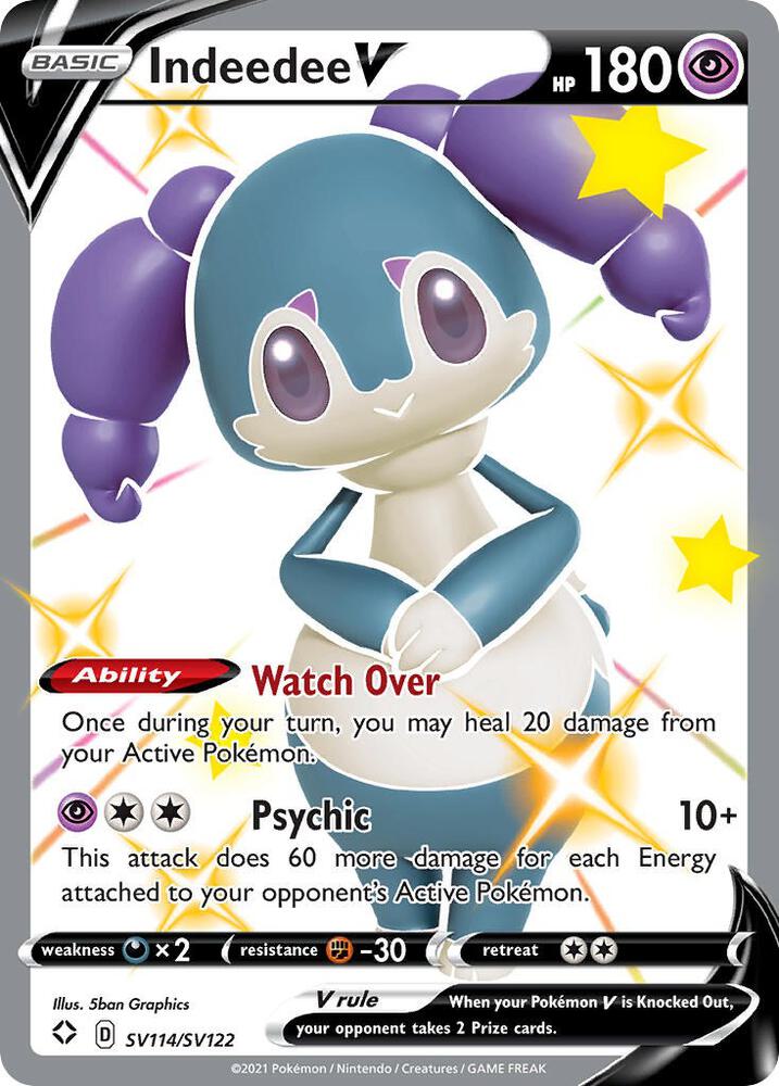 Indeedee V SV114/SV122 Shining Fates Pokémon card