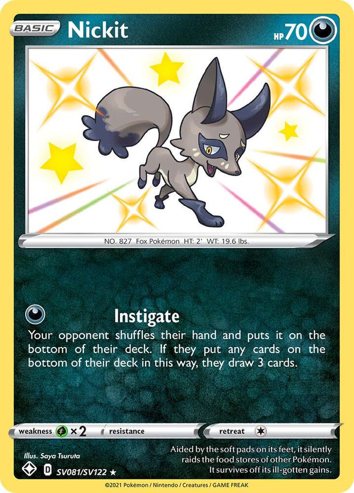 Nickit SV081/SV122 Shining Fates Pokémon card