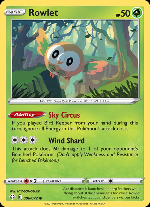 Rowlet 006/072 Shining Fates Pokémon card