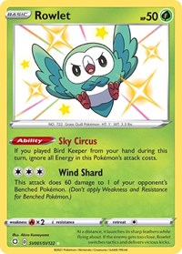 Rowlet SV001/SV122 Shiny Holo Rare – Shining Fates Pokémon card