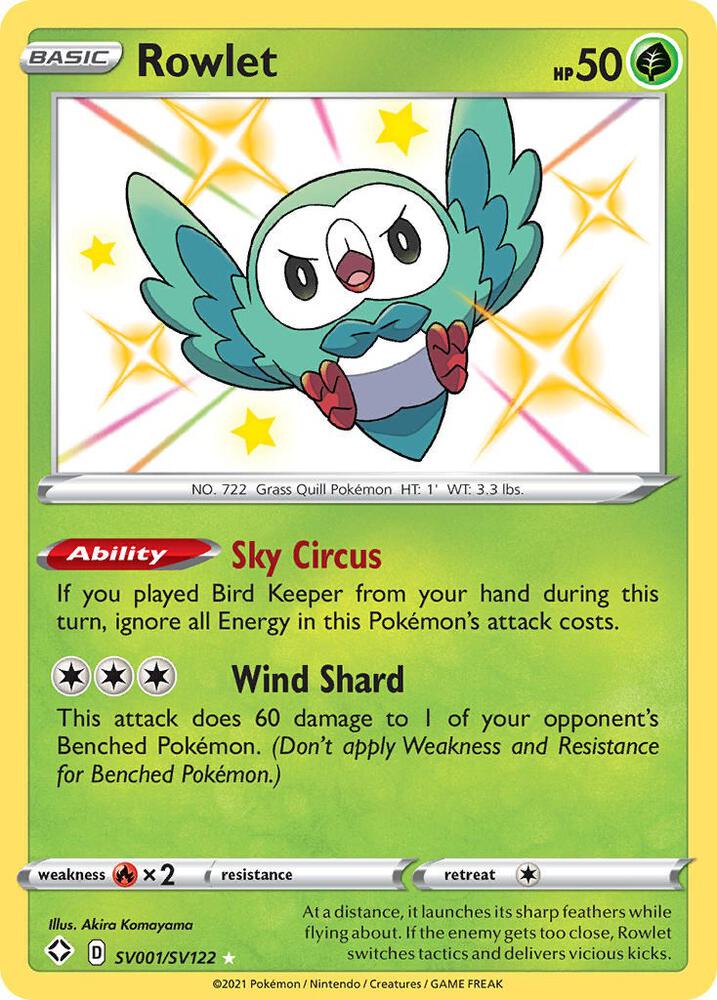 Rowlet SV001/SV122 Shining Fates Pokémon card