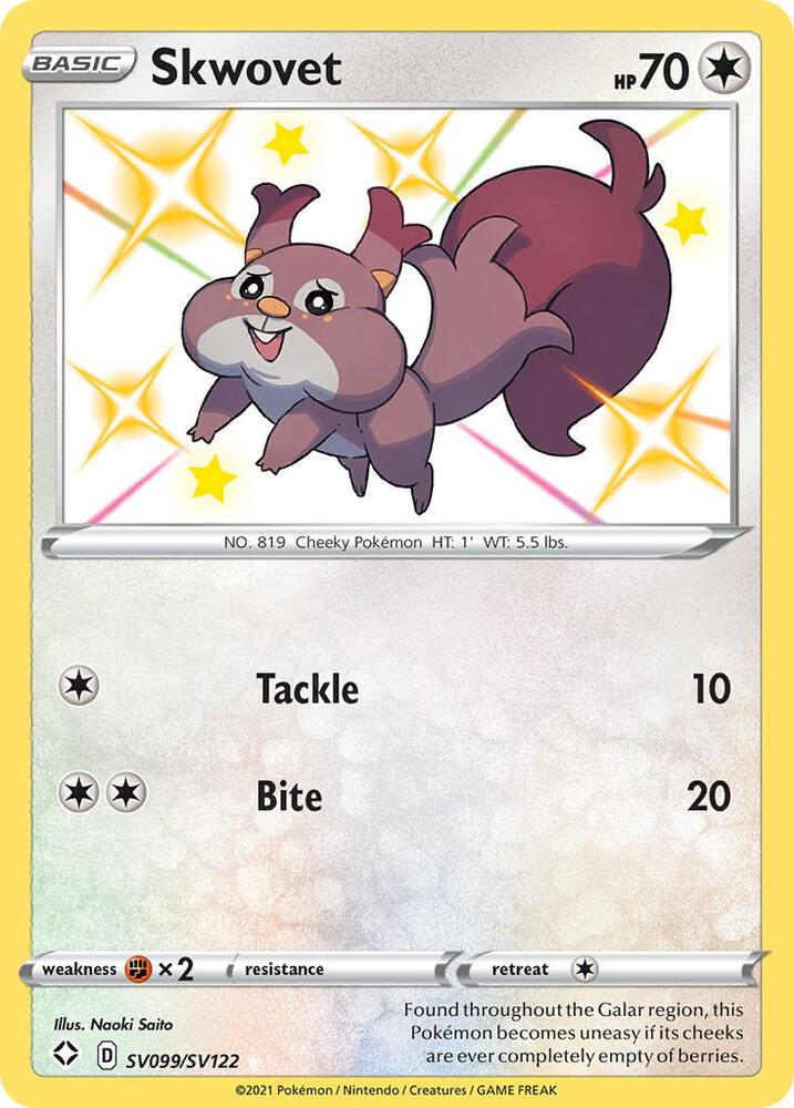 Skwovet SV099/SV122 Shining Fates Pokémon card