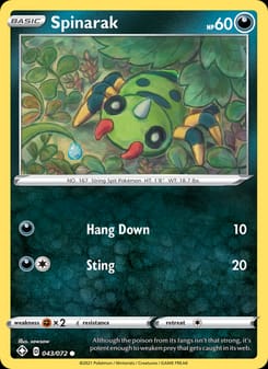 Spinarak 043/072 Common – Shining Fates Pokémon card