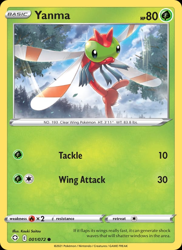 Yanma 001/072 Shining Fates Pokémon card