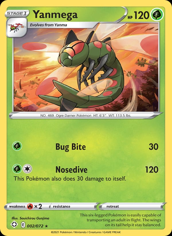 Yanmega 002/072 Shining Fates Pokémon card