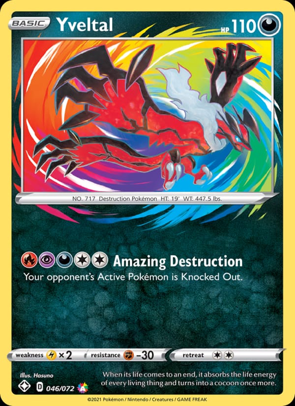 Yveltal 046/072 Shining Fates Pokémon card