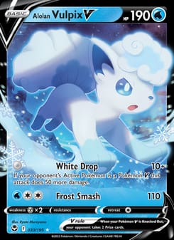 Alolan Vulpix V 033/195 Ultra Rare – Silver Tempest Pokémon card