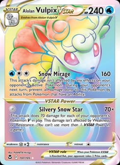 Alolan Vulpix VSTAR 197/195 Secret Rare – Silver Tempest Pokémon card