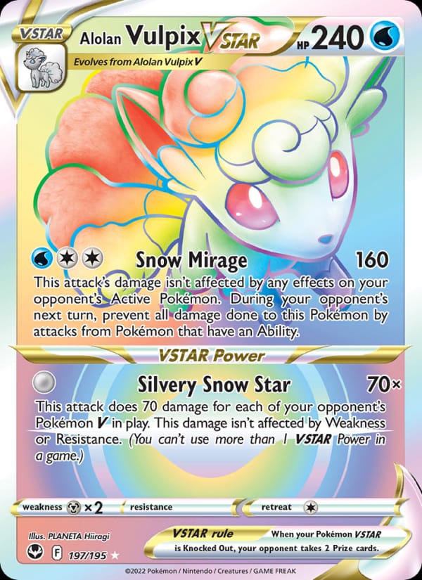Alolan Vulpix VSTAR 197/195 Silver Tempest Pokémon card