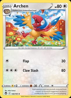 Archen 146/195 Uncommon – Silver Tempest Pokémon card