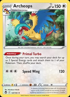 Archeops 147/195 Holo Rare – Silver Tempest Pokémon card