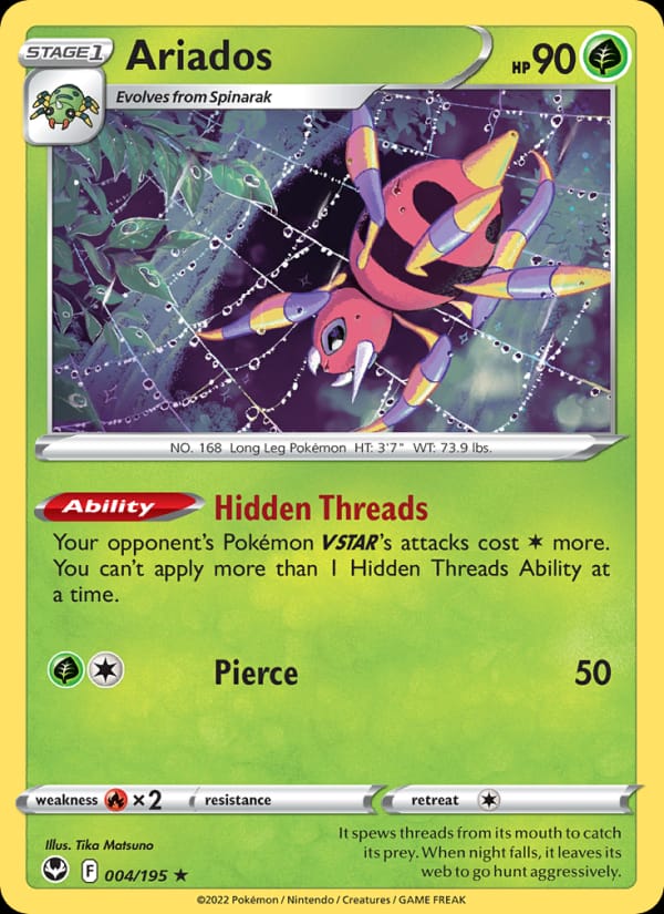 Ariados 004/195 Silver Tempest Pokémon card