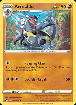 Armaldo 096/195 Rare – Silver Tempest Pokémon card