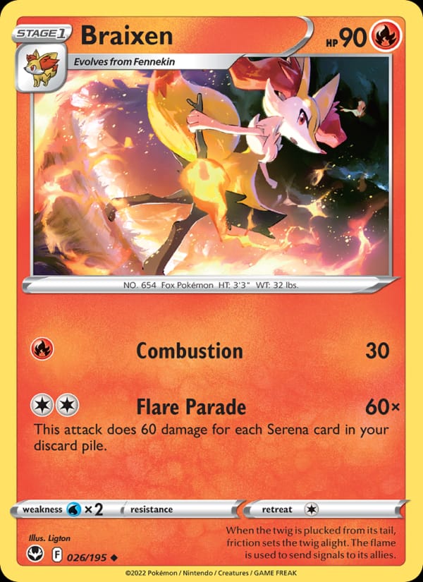 Braixen 026/195 Silver Tempest Pokémon card
